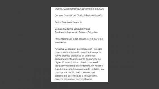 Carta De Luigi Echeverri Mensaje Cargado De Dardos Prende Polémica